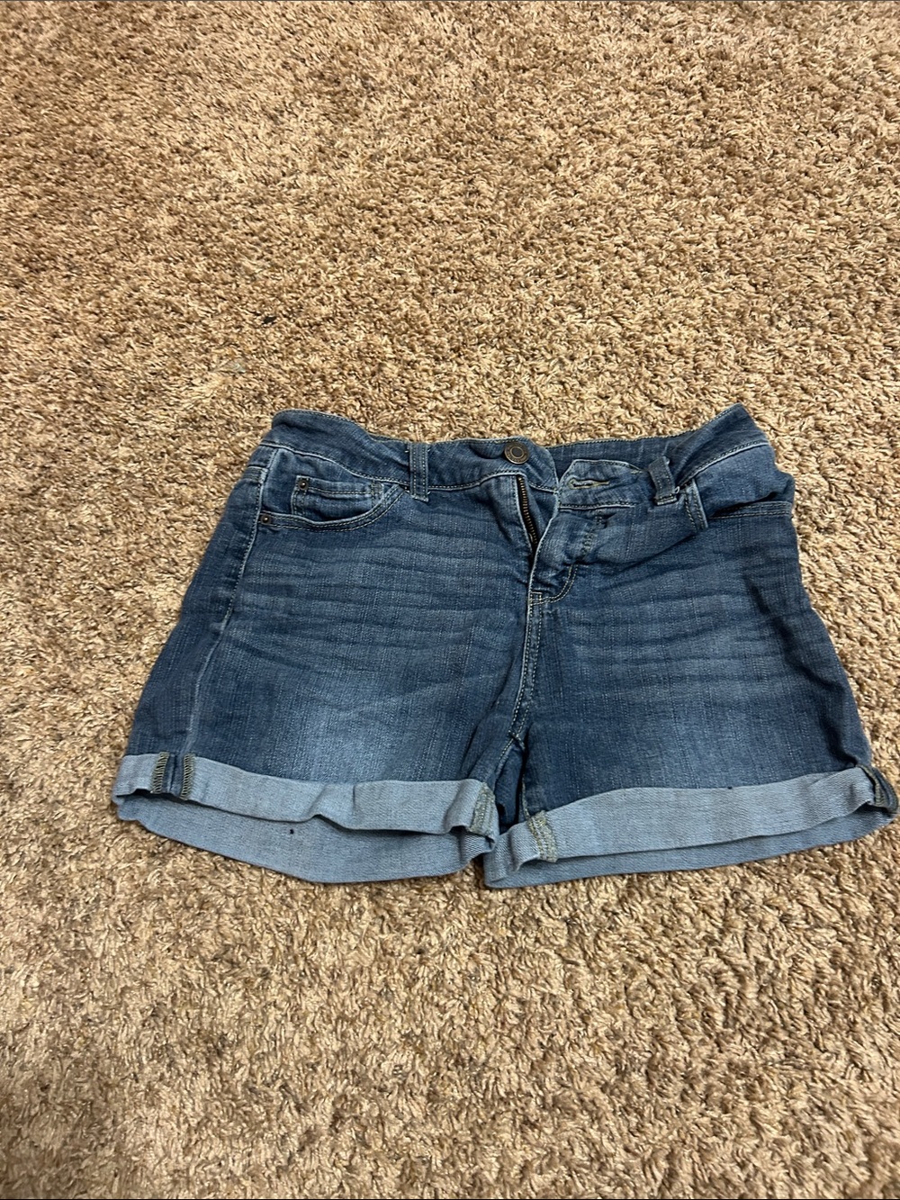 Dark Wash Denim Roll-Cuff Shorts